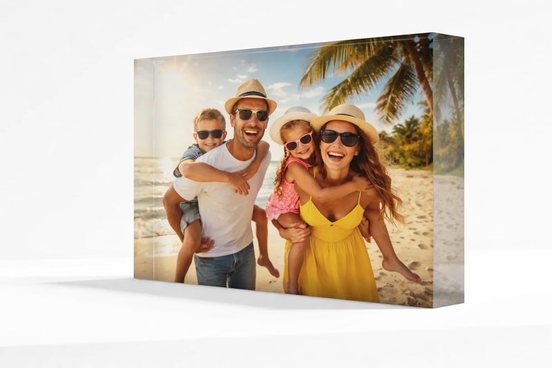 Akrýlblokk á borði